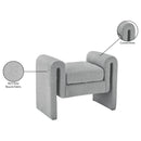 Color_Grey -- Stylus Grey Boucle Fabric Upholstered Bench IMAGE 7