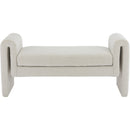  Color_Cream -- Stylus Cream Boucle Fabric Upholstered Bench IMAGE 3