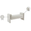  Color_Cream -- Stylus Cream Boucle Fabric Upholstered Bench IMAGE 7