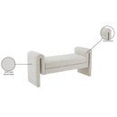 Meridian Stylus Cream Boucle Fabric Bench IMAGE 7