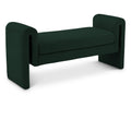  Color_Green -- Stylus Green Boucle Fabric Upholstered Bench IMAGE 1