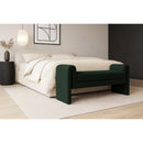  Color_Green -- Stylus Green Boucle Fabric Upholstered Bench IMAGE 2
