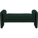  Color_Green -- Stylus Green Boucle Fabric Upholstered Bench IMAGE 3