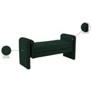  Color_Green -- Stylus Green Boucle Fabric Upholstered Bench IMAGE 7