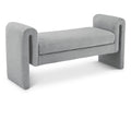  Color_Grey -- Stylus Grey Boucle Fabric Upholstered Bench IMAGE 1