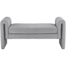  Color_Grey -- Stylus Grey Boucle Fabric Upholstered Bench IMAGE 3