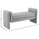 Color_Grey -- Stylus Grey Boucle Fabric Upholstered Bench IMAGE 6