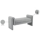 Meridian Stylus Grey Boucle Fabric Bench IMAGE 7