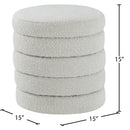  Color_Cream -- Aphia Cream Boucle Fabric Upholstered Stool IMAGE 3
