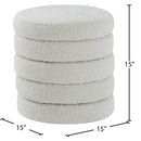 Meridian Aphia Cream Boucle Fabric Ottoman/Stool IMAGE 3