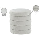 Meridian Aphia Cream Boucle Fabric Ottoman/Stool IMAGE 4