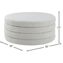Meridian Aphia Cream Boucle Fabric Ottoman/Coffee Table IMAGE 3