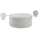 Meridian Aphia Cream Boucle Fabric Ottoman/Coffee Table IMAGE 4