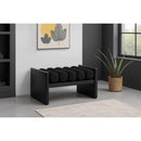  Color_Black -- Meridian Waverly Boucle Fabric Upholstered Bench IMAGE 2