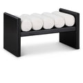  Color_Black/ Cream -- Waverly Cream Boucle Fabric Upholstered Bench IMAGE 1