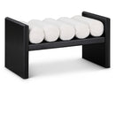  Color_Black/ Cream -- Waverly Cream Boucle Fabric Upholstered Bench IMAGE 1