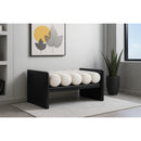  Color_Black/ Cream -- Waverly Cream Boucle Fabric Upholstered Bench IMAGE 2