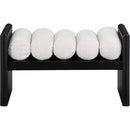  Color_Black/ Cream -- Waverly Cream Boucle Fabric Upholstered Bench IMAGE 3