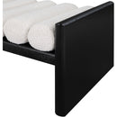  Color_Black/ Cream -- Waverly Cream Boucle Fabric Upholstered Bench IMAGE 5