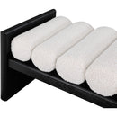  Color_Black/ Cream -- Waverly Cream Boucle Fabric Upholstered Bench IMAGE 6