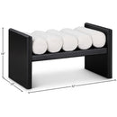  Color_Black/ Cream -- Waverly Cream Boucle Fabric Upholstered Bench IMAGE 7
