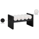  Color_Black/ Cream -- Waverly Cream Boucle Fabric Upholstered Bench IMAGE 8
