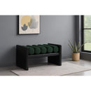  Color_Black/ Green -- Waverly Green Boucle Fabric Upholstered Bench IMAGE 2