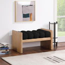  Color_Black/ Natural -- Meridian Waverly Boucle Fabric Upholstered Bench IMAGE 2