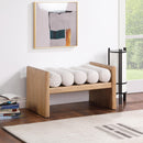  Color_Cream/ Natural -- Waverly Cream Boucle Fabric Upholstered Bench IMAGE 2