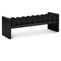  Color_Black -- Meridian Waverly Boucle Fabric Upholstered Bench IMAGE 1