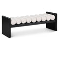  Color_Black/ Cream -- Waverly Cream Boucle Fabric Upholstered Bench IMAGE 1