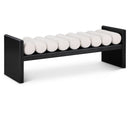  Color_Black/ Cream -- Waverly Cream Boucle Fabric Upholstered Bench IMAGE 1