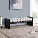  Color_Black/ Cream -- Waverly Cream Boucle Fabric Upholstered Bench IMAGE 2