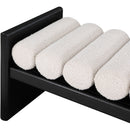  Color_Black/ Cream -- Waverly Cream Boucle Fabric Upholstered Bench IMAGE 5