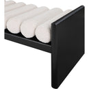  Color_Black/ Cream -- Waverly Cream Boucle Fabric Upholstered Bench IMAGE 6