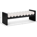  Color_Black/ Cream -- Waverly Cream Boucle Fabric Upholstered Bench IMAGE 7