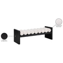  Color_Black/ Cream -- Waverly Cream Boucle Fabric Upholstered Bench IMAGE 8