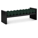  Color_Black/ Green -- Waverly Green Boucle Fabric Upholstered Bench IMAGE 1