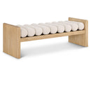  Color_Cream/ Natural -- Waverly Cream Boucle Fabric Upholstered Bench IMAGE 1