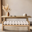  Color_Cream/ Natural -- Waverly Cream Boucle Fabric Upholstered Bench IMAGE 2