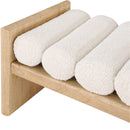  Color_Cream/ Natural -- Waverly Cream Boucle Fabric Upholstered Bench IMAGE 5