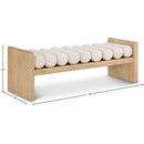  Color_Cream/ Natural -- Waverly Cream Boucle Fabric Upholstered Bench IMAGE 7