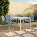  Meridian Mykonos Sky Blue Plastic Outdoor Patio Dining Chair IMAGE 2