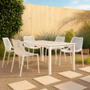 Meridian Mykonos White Plastic Outdoor Patio Dining Chair IMAGE 2