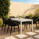  Meridian Mykonos Black Plastic Outdoor Patio Dining Chair IMAGE 2