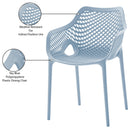  Meridian Mykonos Sky Blue Plastic Outdoor Patio Dining Chair IMAGE 7