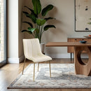  Color_Cream/ Gold -- Isla Cream Vegan Leather Upholstered Dining Chair IMAGE 2
