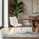  Color_Gold/ White -- Isla Off-White Vegan Leather Upholstered Dining Chair IMAGE 2
