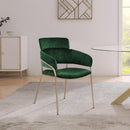  Color_Gold/ Green -- Yara Green Velvet Upholstered Dining Chair IMAGE 2