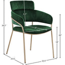  Color_Gold/ Green -- Yara Green Velvet Upholstered Dining Chair IMAGE 6